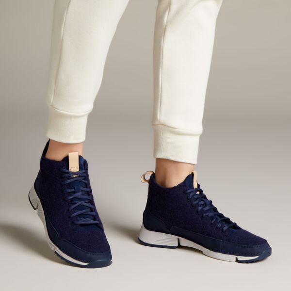 Clarks Womens Tri Free Ankle Boots Navy | UK-9704152